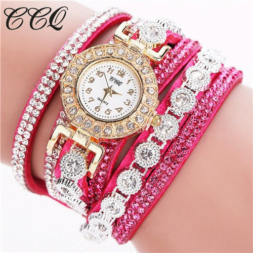 Casual Women'S Watch Rhinestone Watch Leather Watch