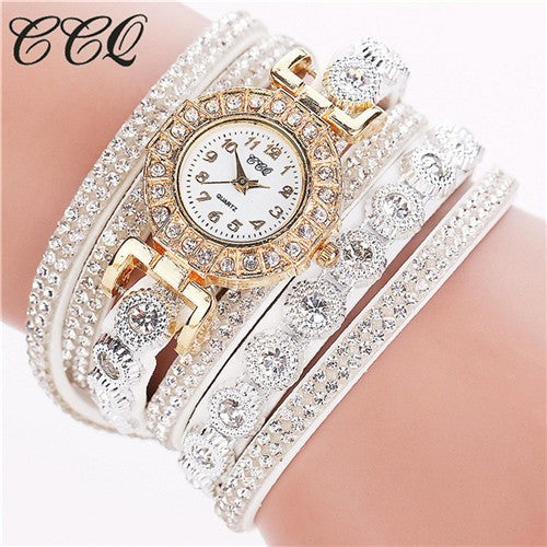 Casual Women'S Watch Rhinestone Watch Leather Watch