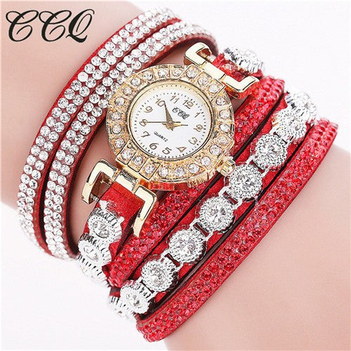 Casual Women'S Watch Rhinestone Watch Leather Watch