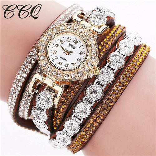 Casual Women'S Watch Rhinestone Watch Leather Watch