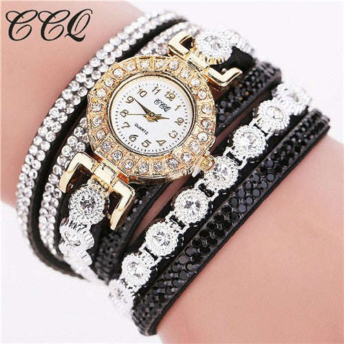 Casual Women'S Watch Rhinestone Watch Leather Watch