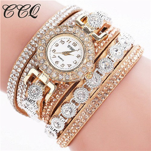 Casual Women'S Watch Rhinestone Watch Leather Watch