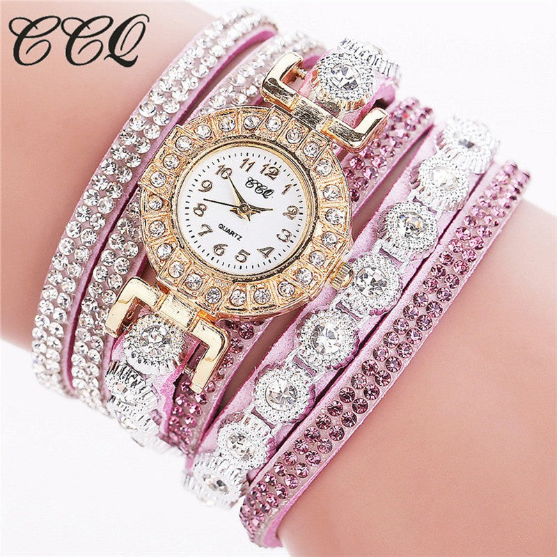 Casual Women'S Watch Rhinestone Watch Leather Watch